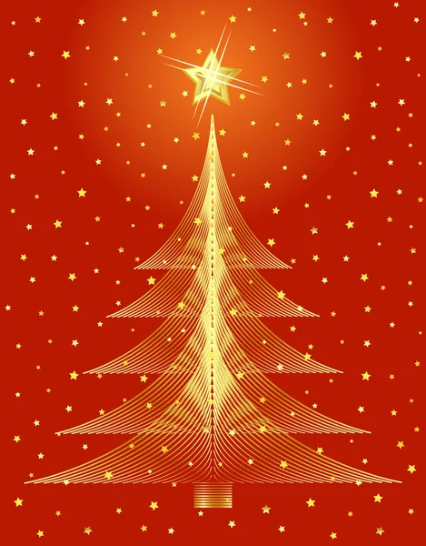 Gouden kerstboom ontwerp. vectorillustratie. — Stockvector