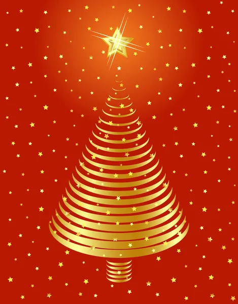 Diseño dorado del árbol de Navidad. Vector-Ilustración . — Vector de stock
