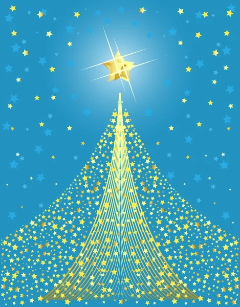 Desenho de árvore de Natal dourado. Ilustração vetorial . —  Vetores de Stock