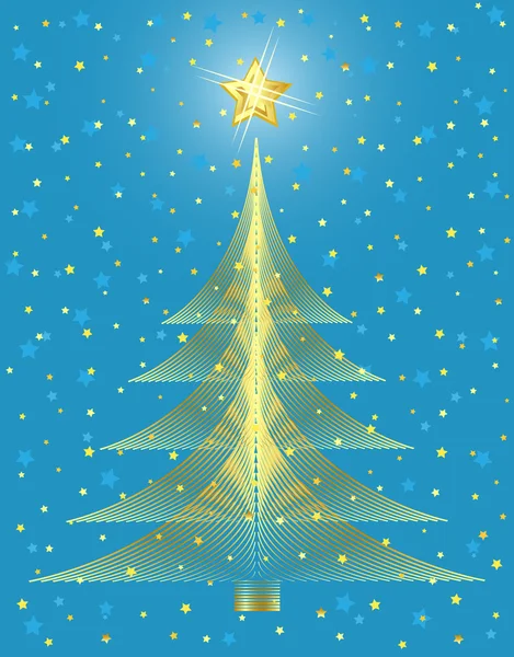 Conception d'arbre de Noël doré. Illustration vectorielle . — Image vectorielle