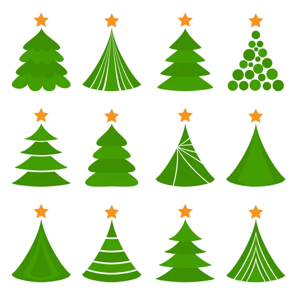 Набор рождественских деревьев. Векторная деформация . — стоковый вектор