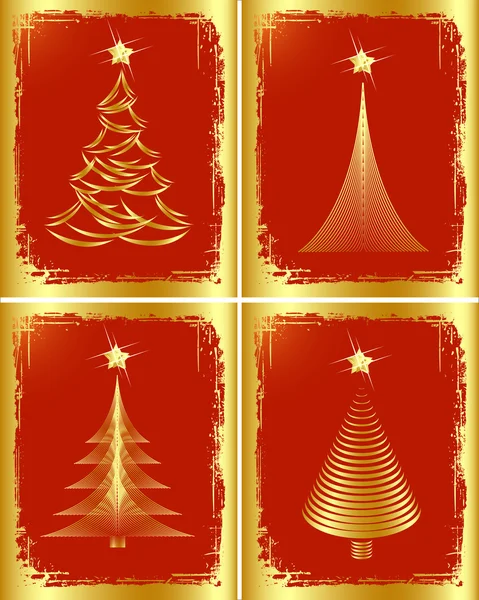 Desenho de árvore de Natal dourado. Ilustração vetorial . — Vetor de Stock