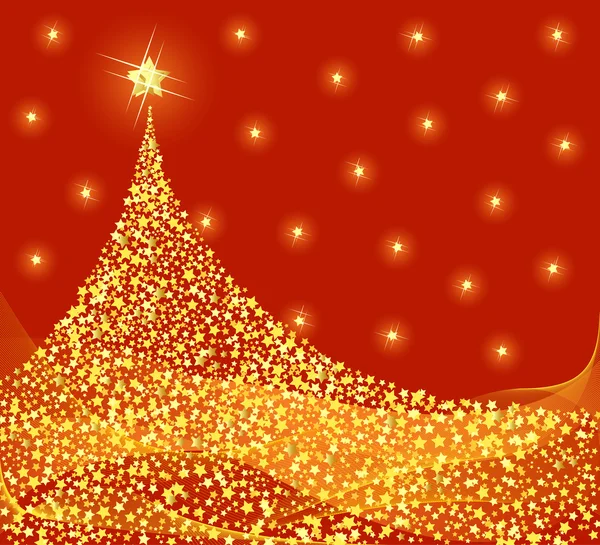 Golden Christmas tree design. — Stock Vector