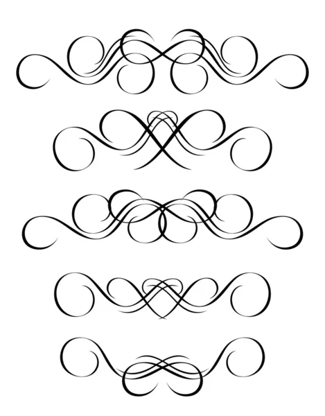 5 versões de ornamento abstrato em estilo vintage, inwa simétrico — Vetor de Stock