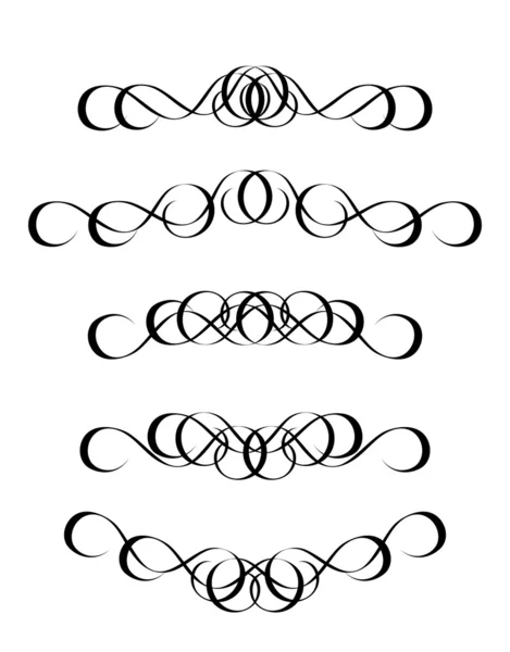 5 versions d'ornement abstrait dans un style vintage, symétrique inwa — Image vectorielle