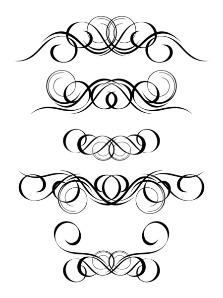 5 versions of abstract ornament in vintage style, symmetric inwa — Stock Vector