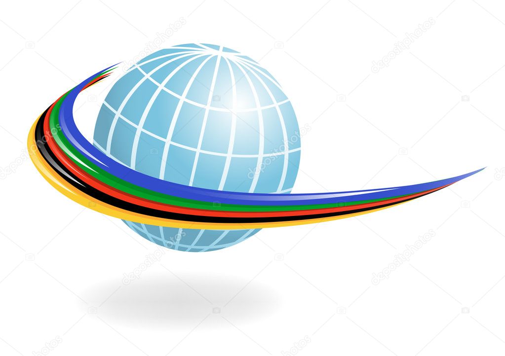Globe with the colors of the five continents. Vector-Illustration