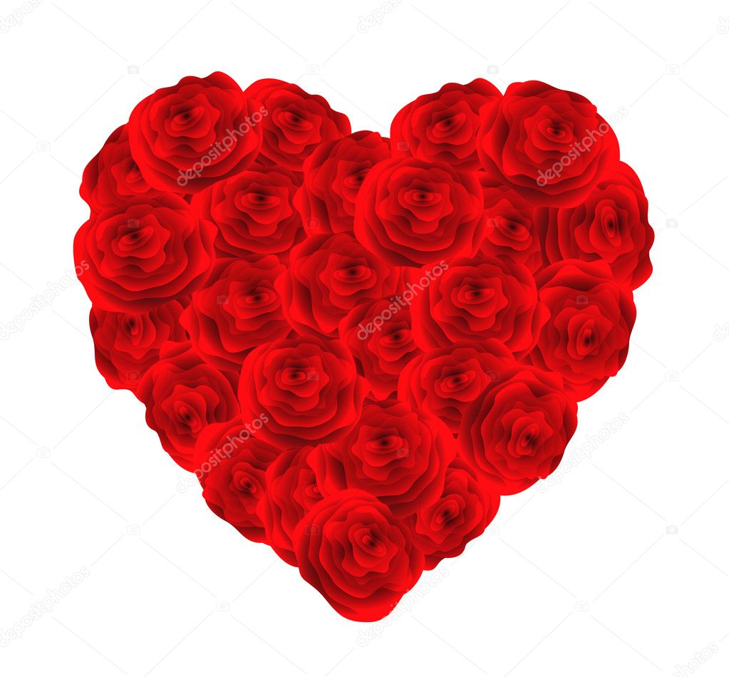 Heart of red roses. Vector-Illustration