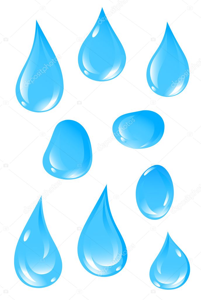 Clear water drops