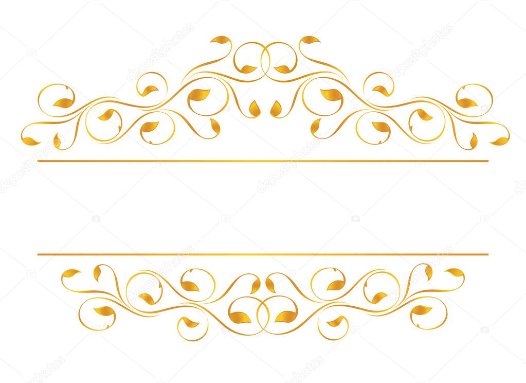 Vintage frame in gold. Symmetric inward. Vector-Illustration
