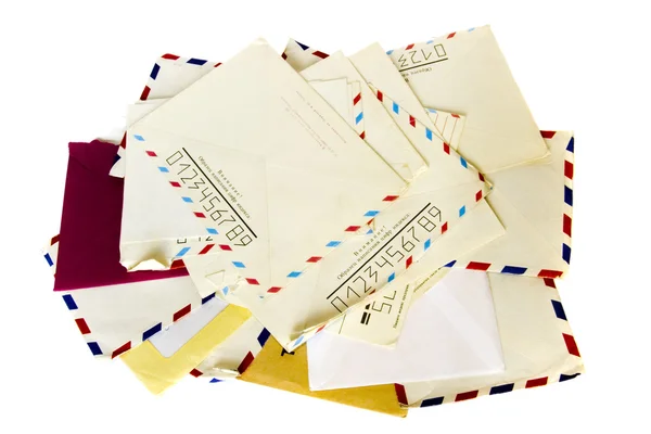 スタックの古い白で隔離される手紙 — ストック写真