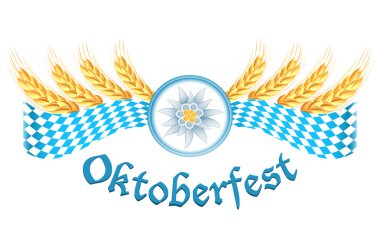 Oktoberfest celebration design with edelweiss and wheat ears clipart