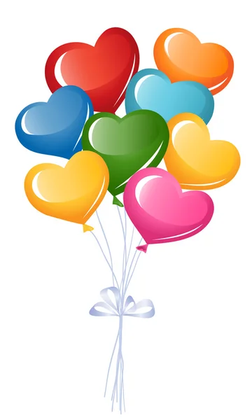 Bande de ballons de coeur colorés — Image vectorielle