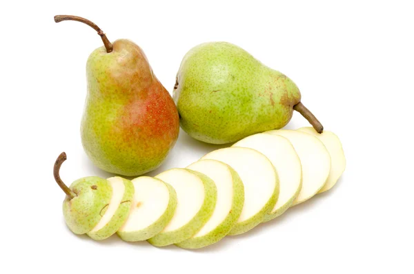 Two pears and slices of a pear — Stock Photo, Image
