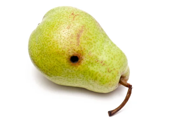 Pear with black hole — Stock Photo, Image