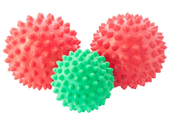 As esferas verdes e vermelhas com picos . — Fotografia de Stock