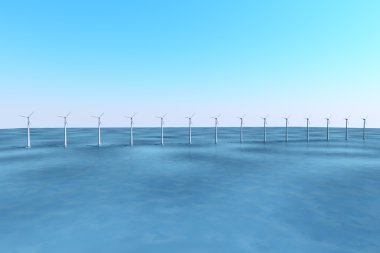 Wind Turbine on the Sea clipart