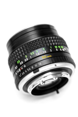 bağbozumu kamera dijital SLR lens üzerinde beyaz izole