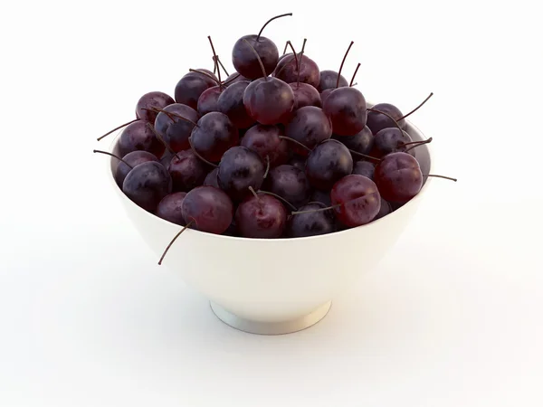 Bowl of Cherry fruits on a white background