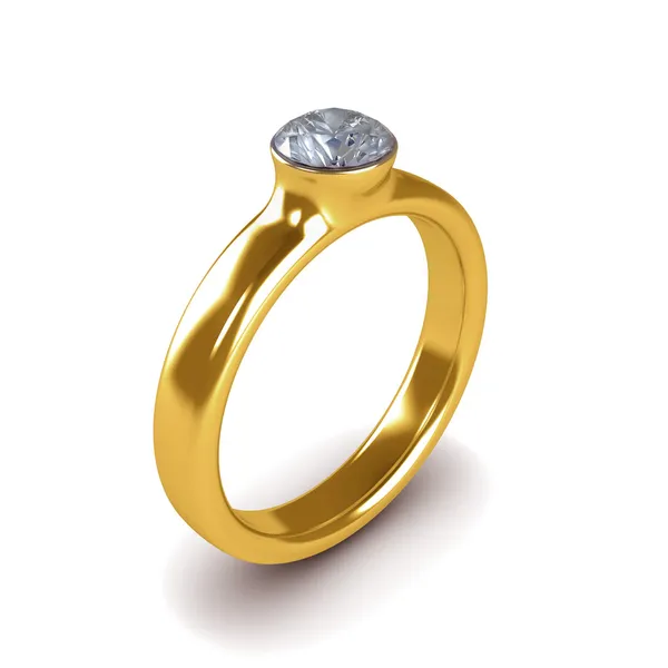 Свадебное золотое кольцо на белом фоне — стоковое фото