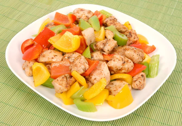 Stir-fried spicy chicken and vegetables — Stock Photo, Image