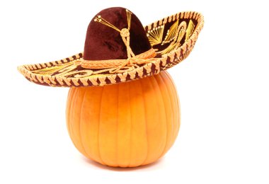Pumpkin Wearing a Sombrero clipart