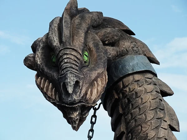 Деревянная скульптура дракона Стоковое Фото