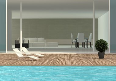 Terrace with the swimming pool clipart