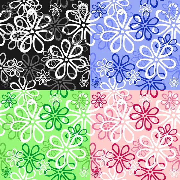 Set of floral seamless backgrounds — Stock Vector