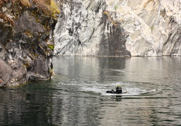 stock image Diver plunges into the canyon