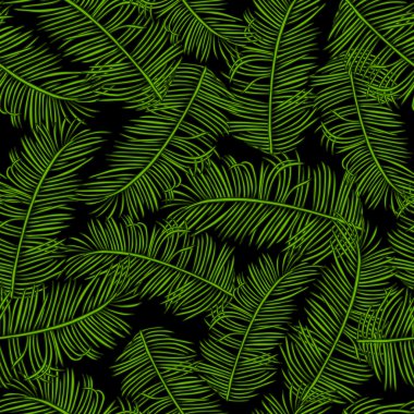 Retro style vector seamless pattern, fabric, wallpaper, wrapping and background with branches of palm trees ornament - summer and spring theme for decoration and design clipart