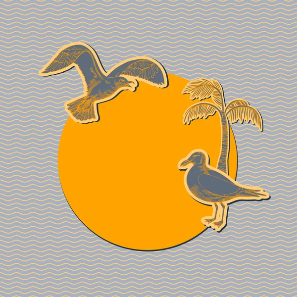 Fondo abstracto, verano, mar, sol, océano y playa tema elegante tarjeta vintage — Vector de stock