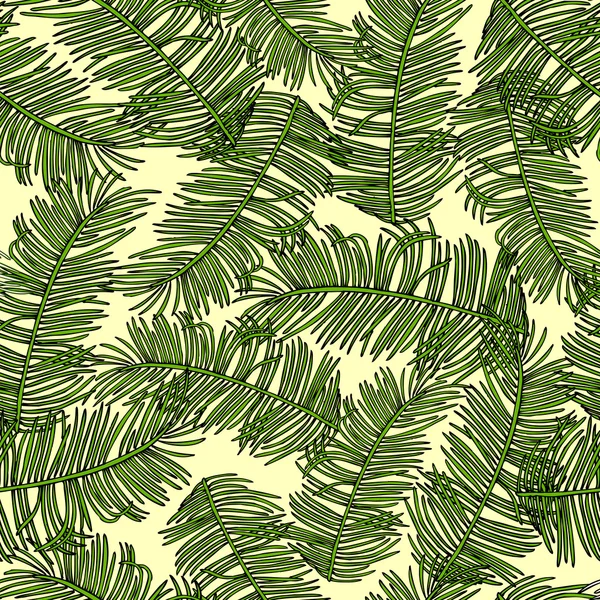 Retro stijl vector naadloze patroon, stof, achtergrond, onmiddellijke verpakking en achtergrond met takken van palmbomen ornament - zomer en het voorjaar thema voor decoratie en ontwerp — Stockvector