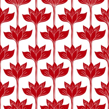 AbAbstract background with red flowers, fashion seamless pattern, vintage wallpaper, retro fabric and vector wrapping with graphic beautiful flowers; Summer, spring style for decoration and design clipart