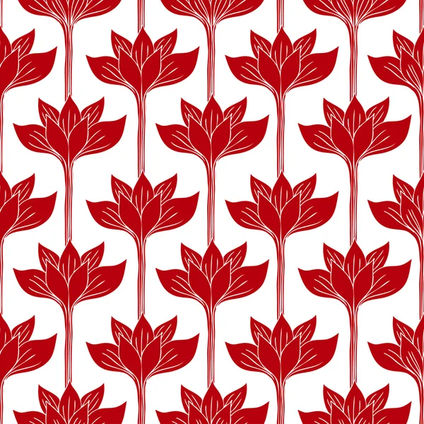 Ababstract pozadí s červenými květy, módní vzor bezešvé, vinobraní tapety, retro textilie a obtékání vektorové grafické krásné květy; léto, jaro styl pro dekorace a design — Stockový vektor