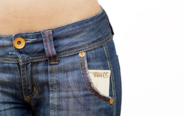 stock image Euros in the jeans pocket