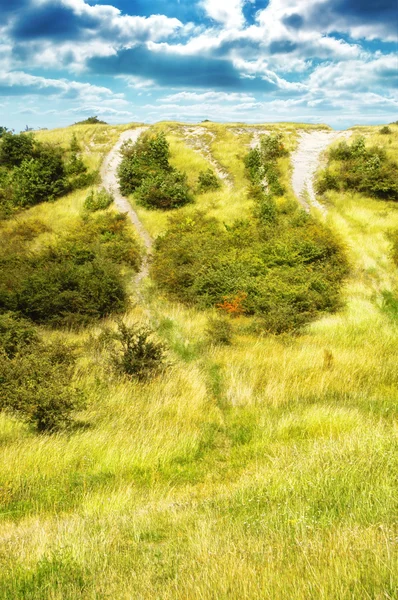 stock image Green hill with magic blue sky