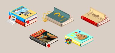 Different books vector clipart