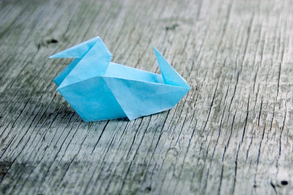 Blauwe origami eend — Stockfoto