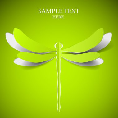 Abstract green paper dragonfly clipart