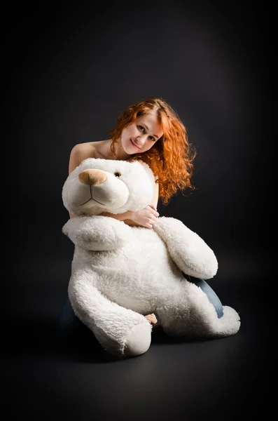 stock image Beauty with a teddy bear