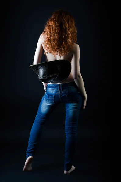 Girl in cowboy hat — Stock Photo, Image