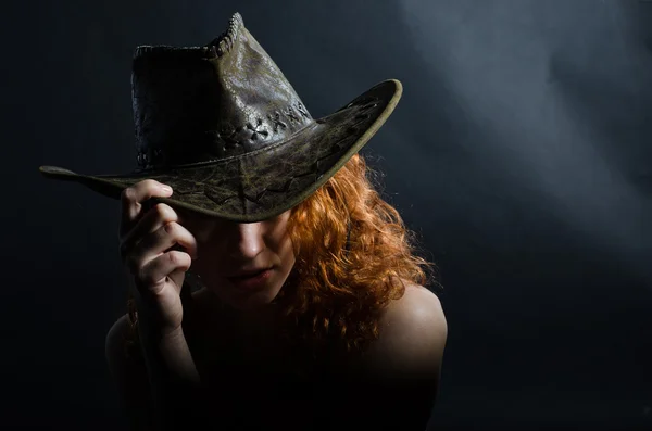 Lány a cowboy kalap Jogdíjmentes Stock Fotók