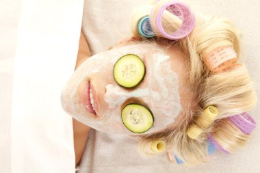 Woman mask cucumbers clipart