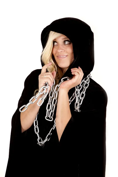 Woman cloak chain look side — Stock Photo, Image