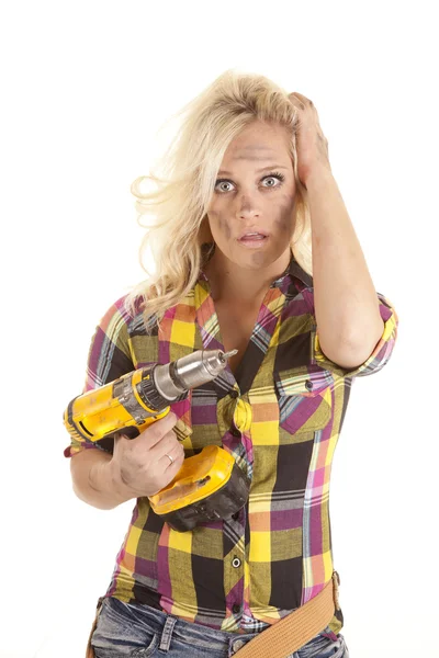 Kvinna drill betonade — Stockfoto