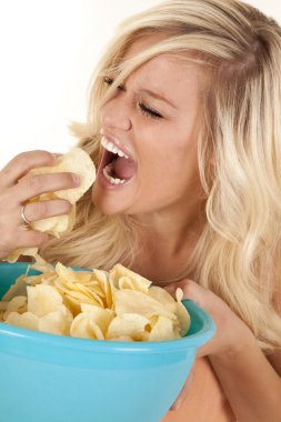 Woman gluttony chips clipart