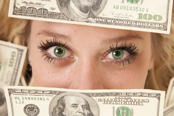Peníze zelené oči — Stock fotografie