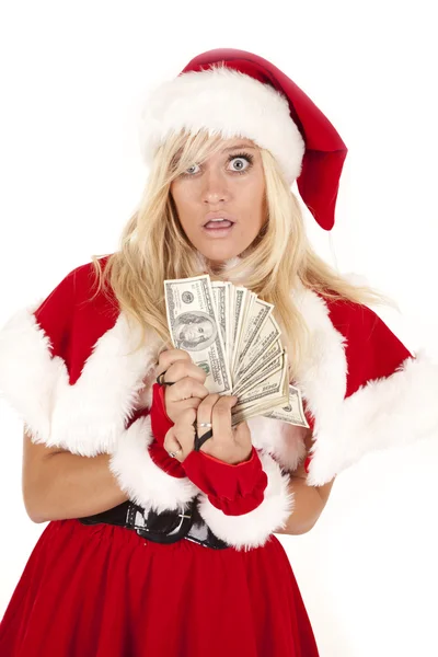 Mrs santa money caught — Stock Photo, Image