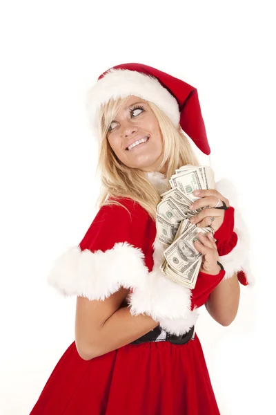Skrýt peníze paní santa — Stock fotografie